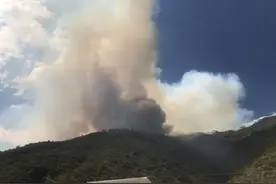 凉山火场突起大风 灭火队员暂时撤离图片