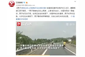 男子骑电动车上高速蛇形走位躲交警 被逼停后竟弃车跳护栏图片