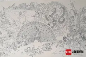 钢笔绘出自贡灯会版《清明上河图》自贡画家十米长卷画近千人图片