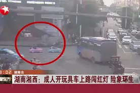 湖南湘西：成人开玩具车上路闯红灯  险象环生视频封面