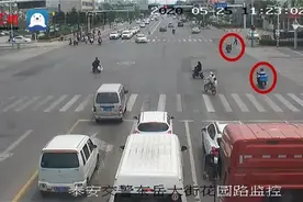 泰安俩外卖小哥监控下面闯红灯 处罚+约谈+曝光图片