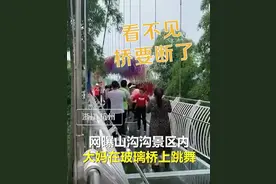 “桥要断了！”景区玻璃桥上，大妈集体跳广场舞！保安劝不住啊…图片