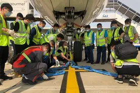 一架空客A330客机被牢牢“摁”在机位上，为防汛上海两大机场这么干……图片