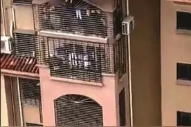 惊险！鞋子掉下去了人被拉回来……图片