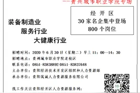 6月30日贵州城市职业学院有场招聘会！30家企业800个岗位等你来图片