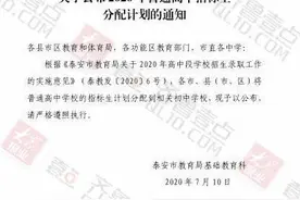 泰安2020年普通高中指标生分配计划出炉图片