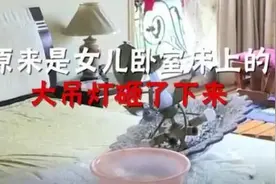 卧室30斤重吊灯大清早砸床上 房主因赶早班飞机躲过一劫图片