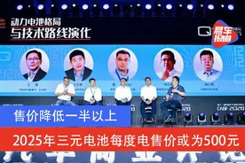 2025年三元锂电池每度电售价或为500元 售价降低一半以上图片