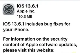 苹果发布iOS 13.6.1更新：修复存储、“绿屏”问题图片