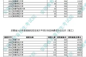 安徽省2020年普通高校招生地方专项计划投档最低分及名次图片
