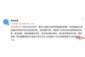 强降雨致成昆铁路中断，路过列车暂时停运图片