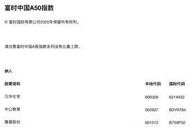 富时A50指数调整：东方财富等5股新纳入，中兴通讯等剔除图片