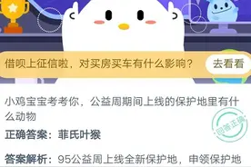 公益周期间上线的保护地里有什么动物？为什么是菲氏叶猴 9月9日答案图片