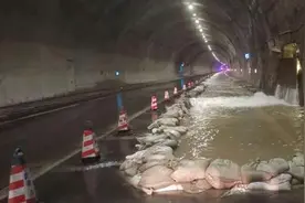 暴雨致沪蓉高速重庆巫山段摩天岭隧道出现涌水图片