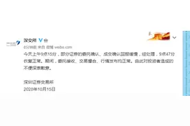 一大早挂单无响应、撤不了单？深交所致歉：已恢复正常图片