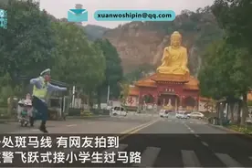交警跳跃式接小朋友过马路，还给过往车辆敬礼示意，网友：可可爱爱图片