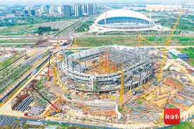 海口五源河文体中心二期项目体育馆雏形初现展雄姿图片