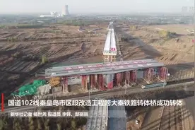 国道102线秦皇岛市区段改造工程跨大秦铁路转体桥成功转体视频封面