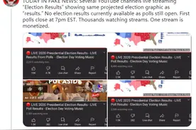 YouTube删除多个直播虚假选举结果的视频图片