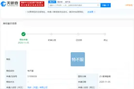 特步申请“特不服”商标，商标分类为服装鞋帽图片