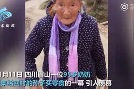 95岁奶奶赶集给近40岁孙子买零食，袋子打开网友太羡慕图片