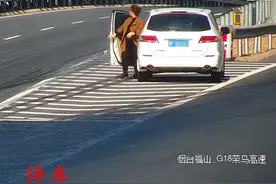 视频：手机没电导航，烟台一女司机竟在高速上导流线上停车问路图片