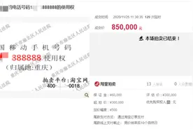 手机号又被拍出天价 成交价为85万元只因尾数有“8”图片