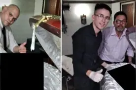 殡仪馆员工和马拉多纳遗体合影后道歉：曾和他很亲近 无意冒犯图片