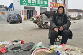 枣庄市中区齐村镇八旬老人大集卖菜种只为锻炼身体图个热闹图片