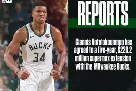 字母哥签NBA最大合同，最后一年能挣5190万美元图片