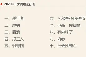 2020年“十大网络流行语”公布 逆行者、甩锅、后浪等入选图片