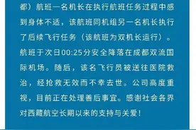 西藏航空通报：1名机长执飞降落后去世图片