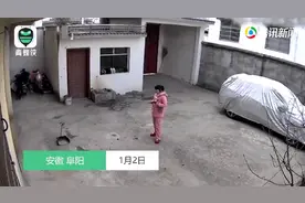 安徽一女子在院子里玩手机，突然与“死神”擦肩而过图片