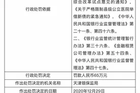 中铁建金融租赁被罚65万元：向资质存在瑕疵承租人及项目进行融资图片