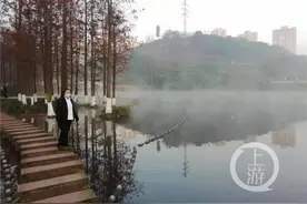 彩云湖公园落雪了图片
