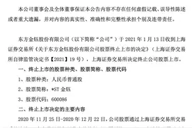 *ST金钰终止上市 1月21日起进入退市整理期图片