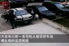外国女司机踩油门带家人从楼顶停车场一跃而下，围观路人惊慌大叫图片