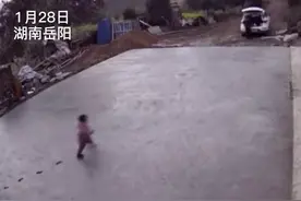 萌娃在未干水泥地留下成长足迹，家长：鸡、狗、猫都关好了图片