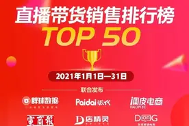 1月直播带货排行榜TOP50发布：辛巴落榜 罗永浩飙升图片