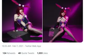 LOL女装大佬Sneaky新照 斯卡哈兔女郎真性感图片