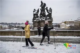 捷克大雪后 布拉格全城秒变巨型滑雪场图片