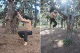 现实版泰山！摩洛哥男子在森林中跑酷展现绝技图片