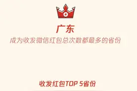 微信：春节期间广东收发微信红包总次数均最多图片