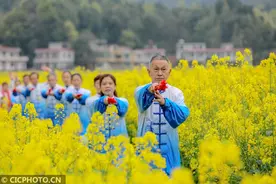 油菜花田舞太极图片