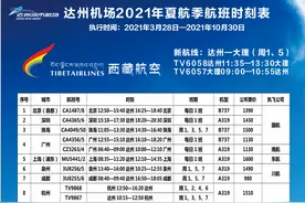 最新！达州机场发布2021夏航季航班时刻表图片