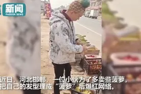 河北小伙为卖菠萝理成菠萝头，效果立竿见影！一天能卖七八百斤图片
