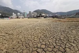 台网友曝光日月潭近照：潭底干枯 龟裂成块状图片