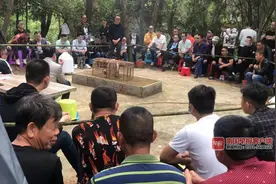 南宁一群人聚集在树林中斗鸟赌博，警方抓获55人图片