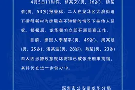深圳警方通报“兄弟祭祖回来发现房子被拆”：4人被刑拘图片