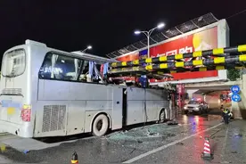 现场惨烈！大巴车疾驰中被“削顶”，1死6伤图片